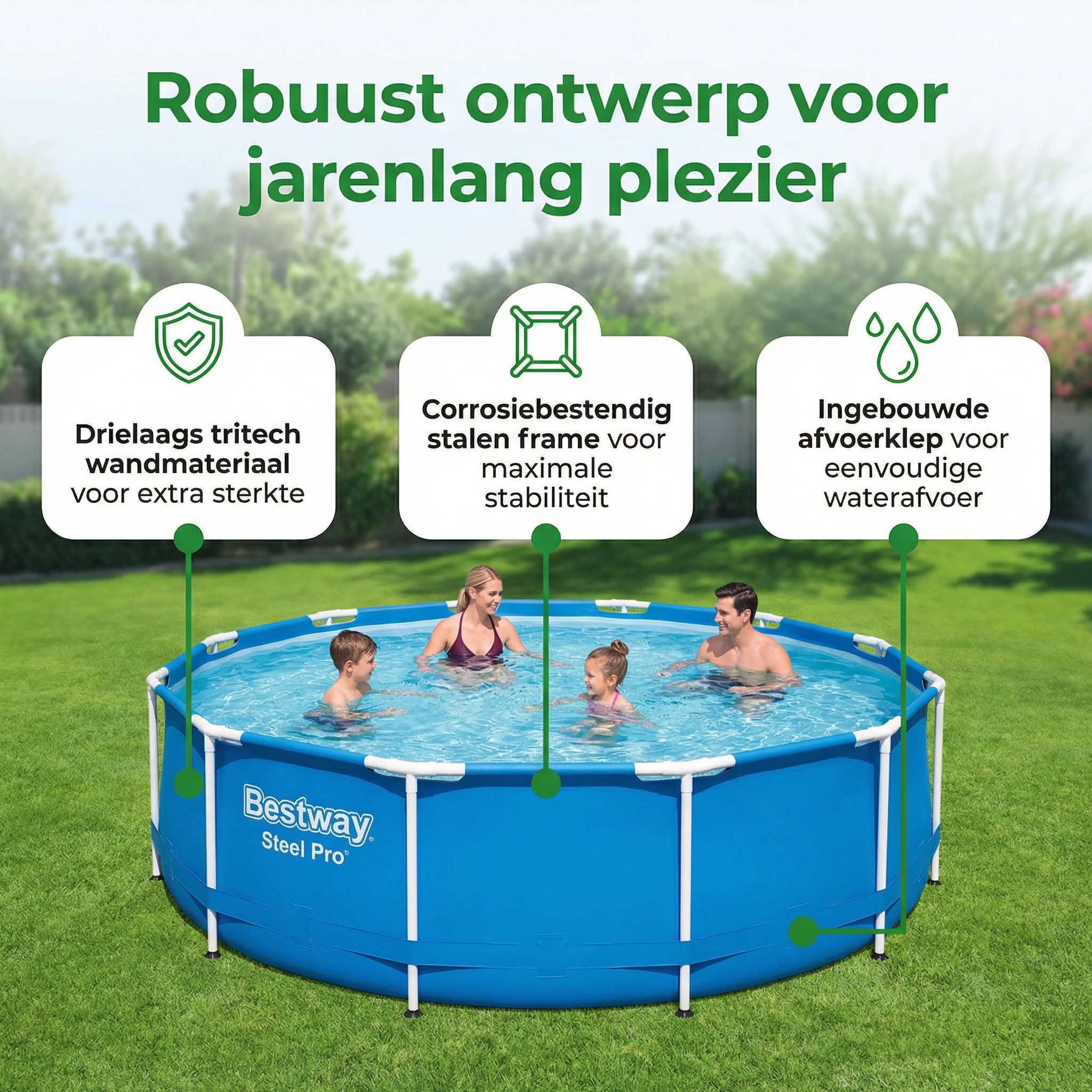 Bestway steel pro 366x76cm zwembad – 3-delig