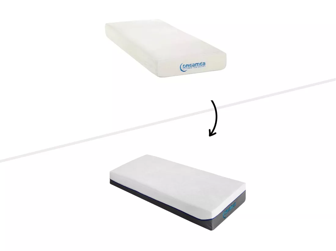 Lit électrique de relaxation déco tout plots + matelas mémoire de forme - 2 x 90 x 200 cm - Tissu - Gris - SASORA de YSMÉE