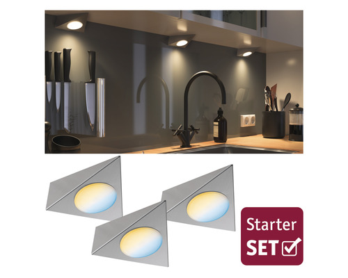 Paulmann Meubelverlichting Starterset Tunable White 3x120 lm 2700-6500 K Spot Trigo nikkel/geborsteld 12V 3 stuks