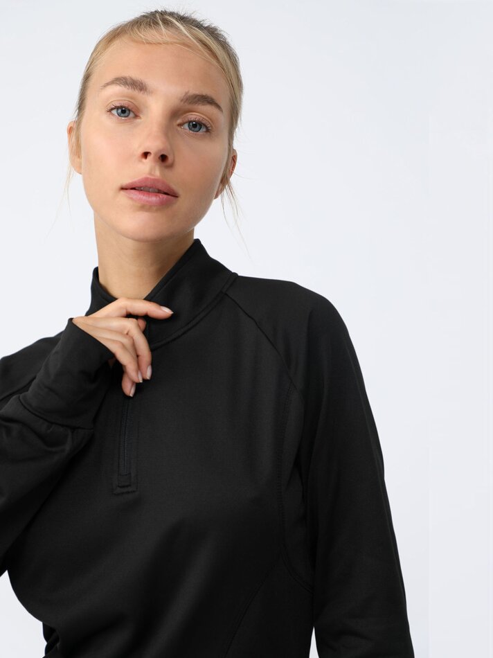 Camiseta esportiva de gola alta - Preta