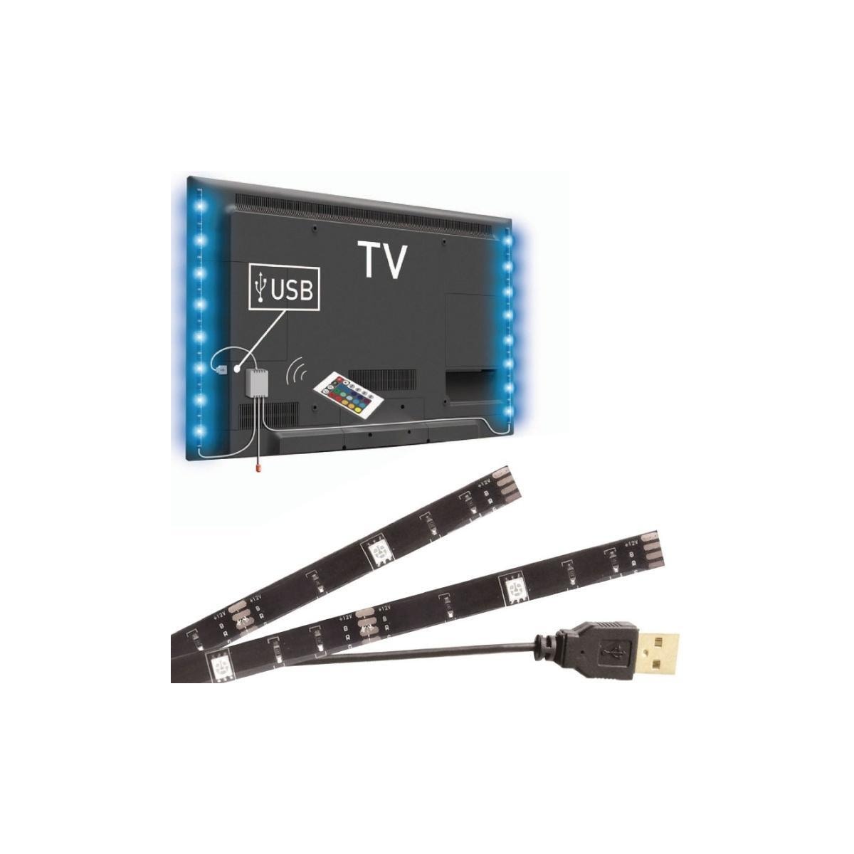 LED-stripe RGB bakgrunnsbelysning til TV med fjernkontroll, 2x50cm
