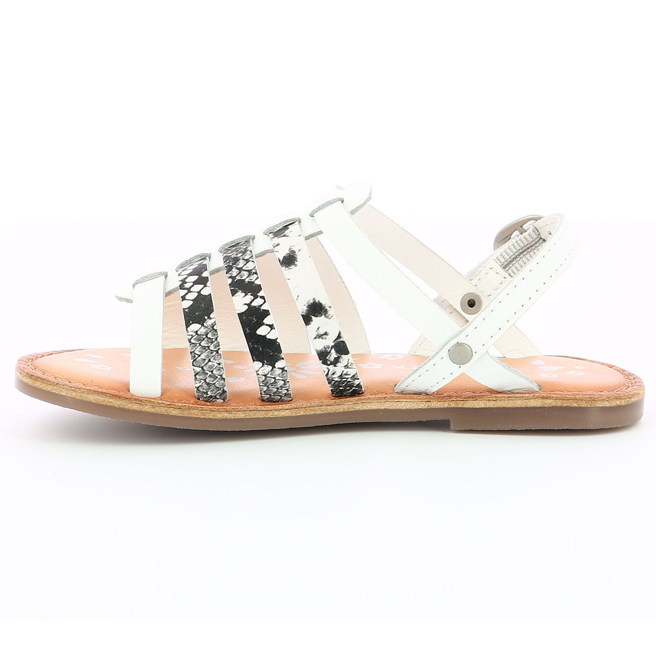 Kickers Sandales en Cuir Dixon reptile blanc/noir