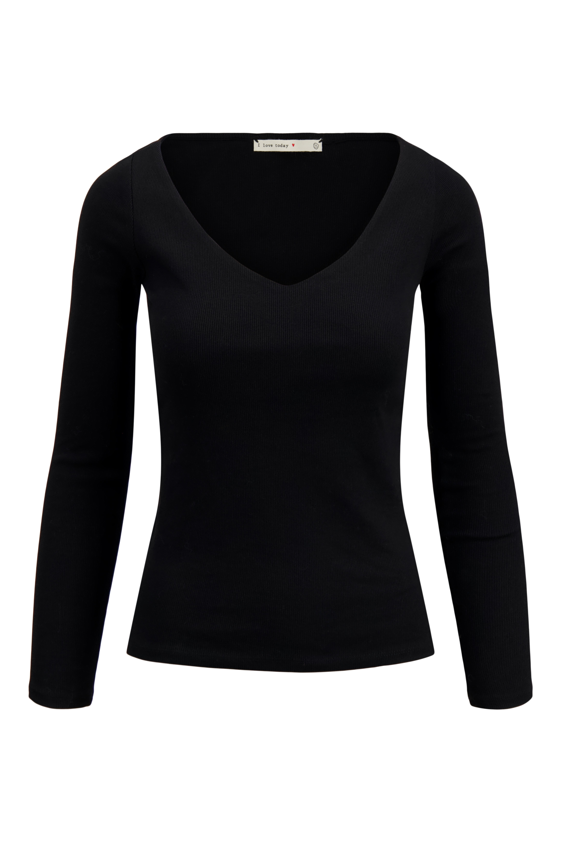 basic rib V hals top met stretch