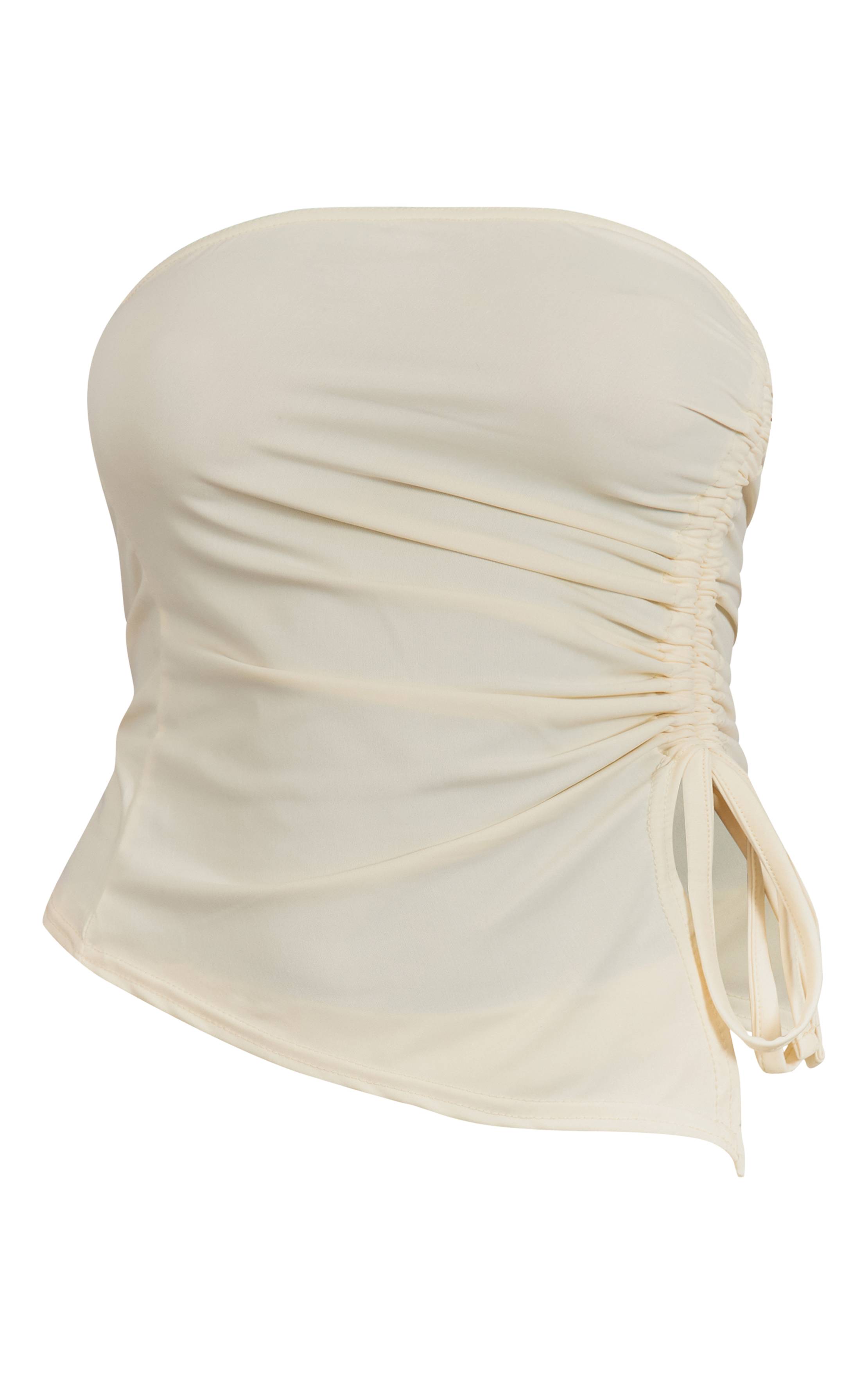 Crème Ensemble Coordonné Bandeau Froncé Sur Les Côtés À Effet Mat