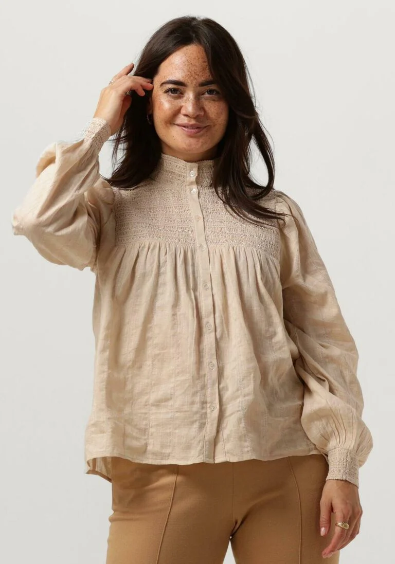 RUBY TUESDAY beige ruby tuesday blouse kaya coll smock and pintuck blouse