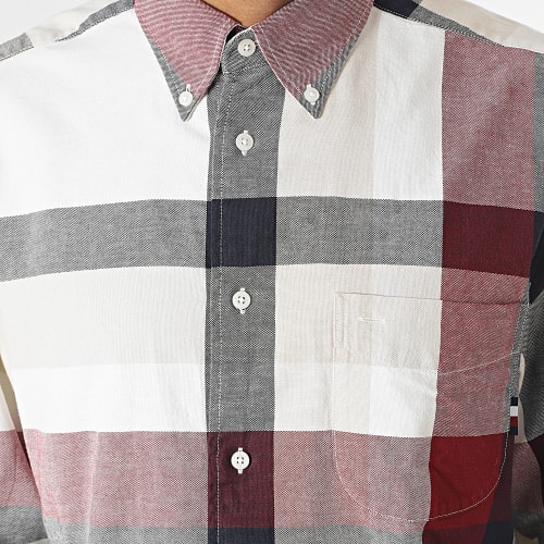 Surchemise A Carreaux Global Stripes Check 1833 Blanc Rouge