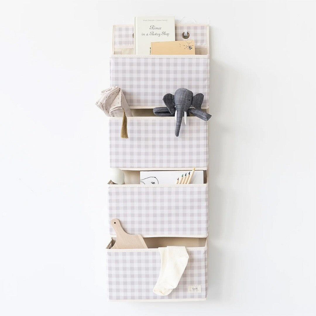 3 sprouts wandorganiser gingham beige