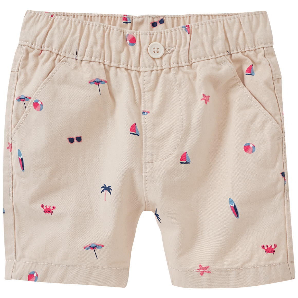 Topomini Baby Bermuda-Shorts mit Strand-Motiven beige
