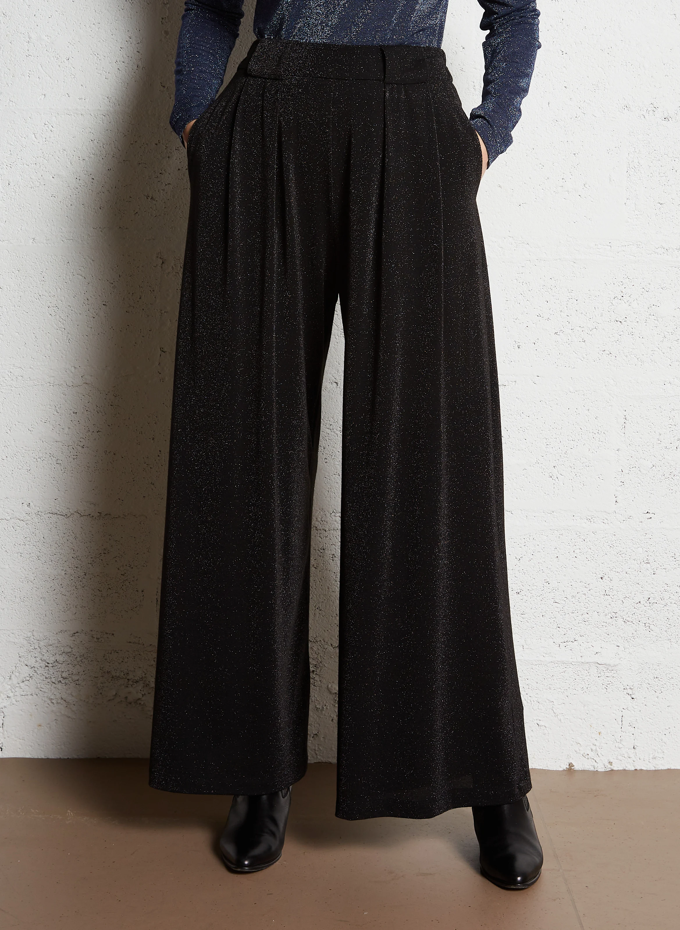 ASPEN - Pantalon large pailleté| Gris