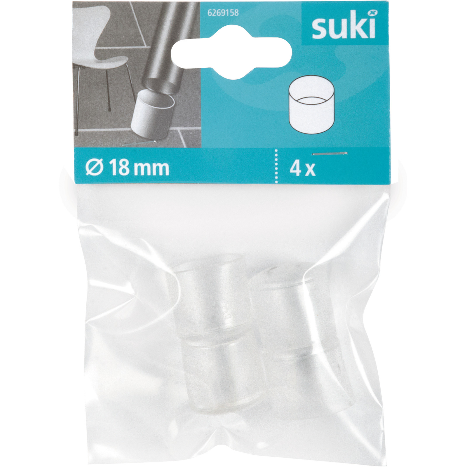 Rohrkappen, Ø1.8 cm, 4 Stück, transparent
