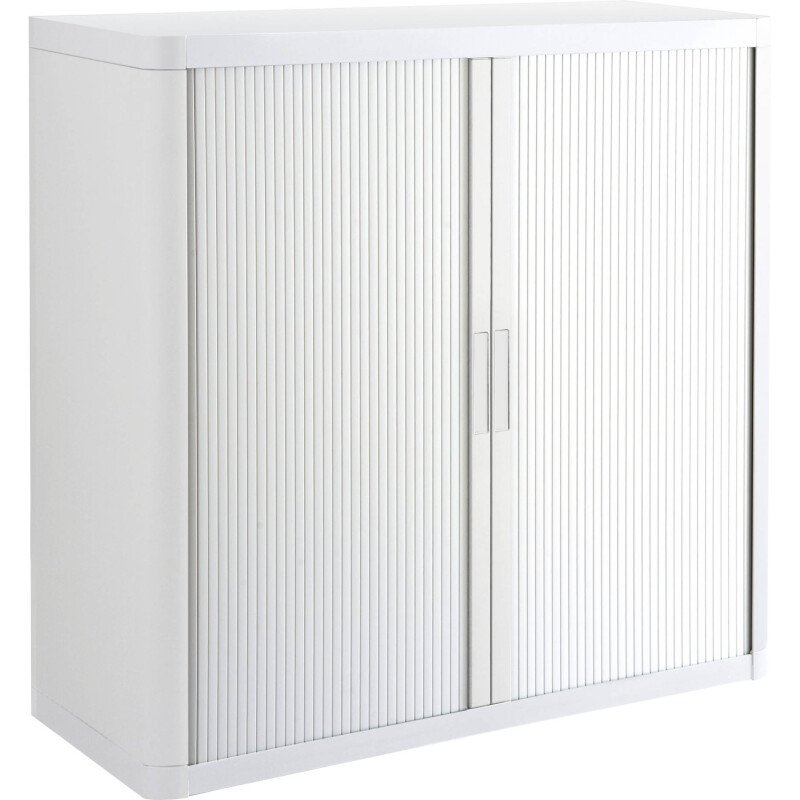 Armoire basse H 104 x L 110 cm à rideaux Easy Office, corps plastique, structure métal