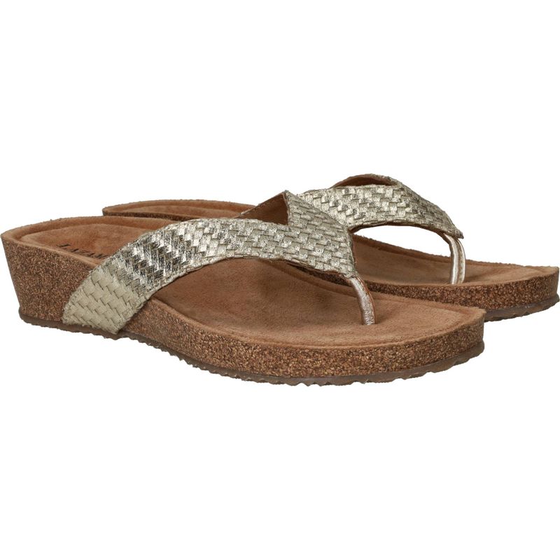 Lazamani Leia Tjoe Wedge Slippers Goud Dames