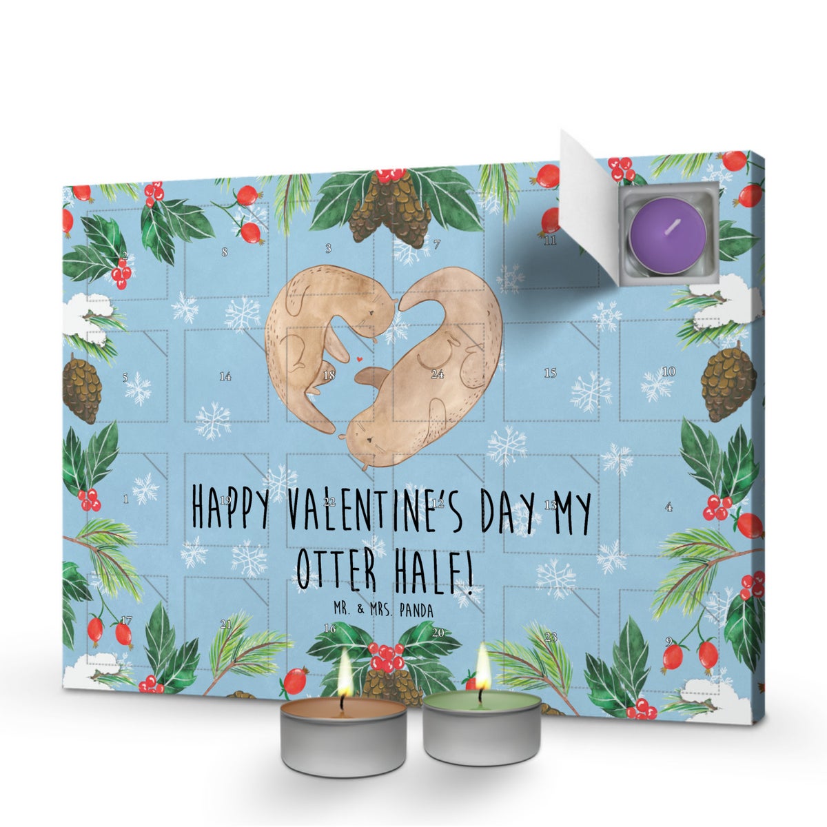 Mr. & Mrs. Panda Geurkaars Adventskalender Otter Valentijn - Pastelblauw