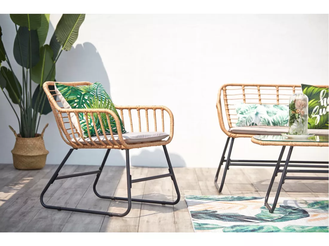 Salon de jardin 4 places en rotin PAREA