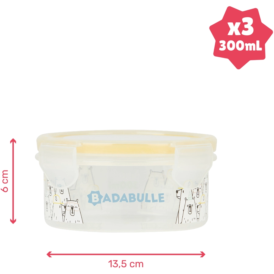 Badabulle Aufbewahrungsbehälter Maxibox 3er Pack Happy Bear
