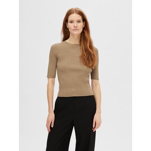 Selected Femme Mala Strikbluse, Greige, S