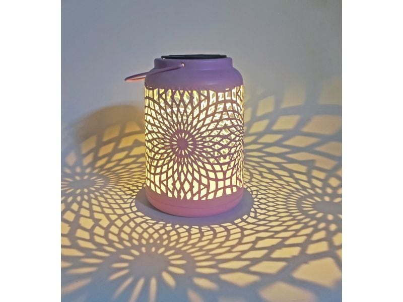 Dameco Laterne Muster Rosa LED Solar Laterne