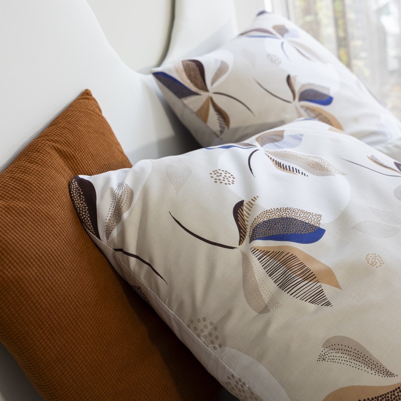 Parure de lit 'Arabella' imprimée bleue camel