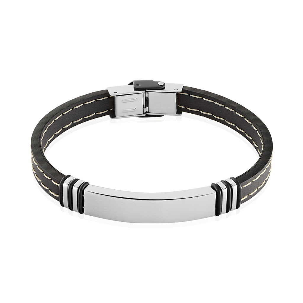 Bracelet Acier Blanc Gerard Caoutchouc Noir
