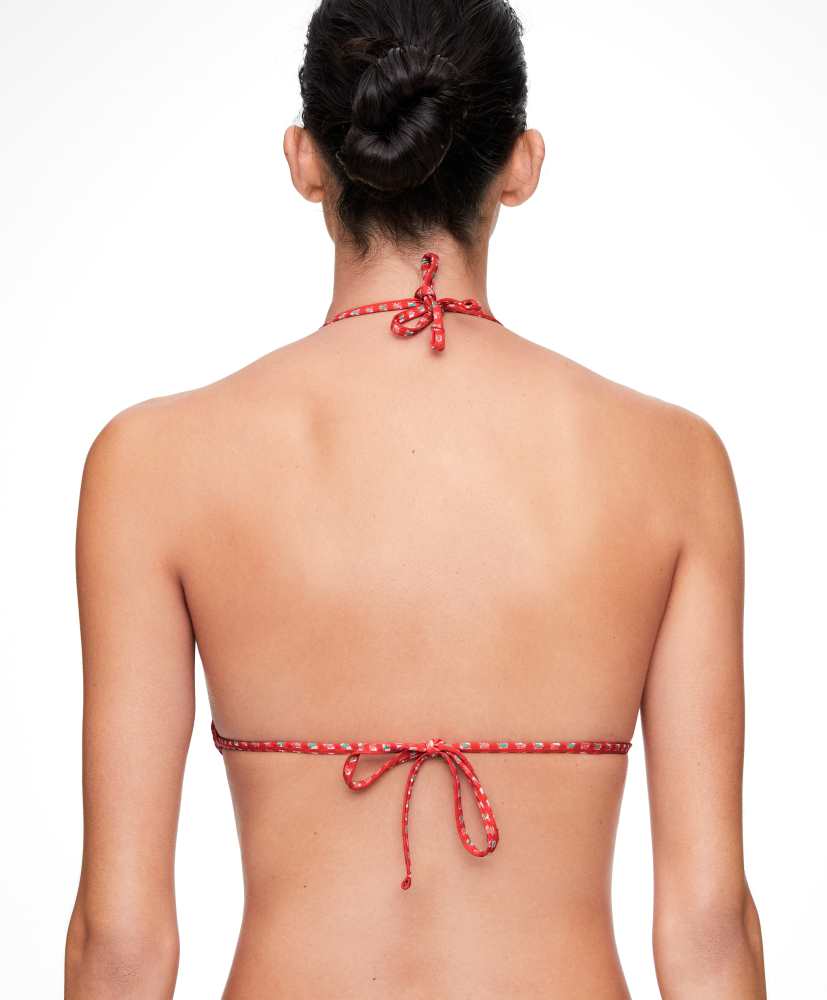 Top de biquíni triangular estampado