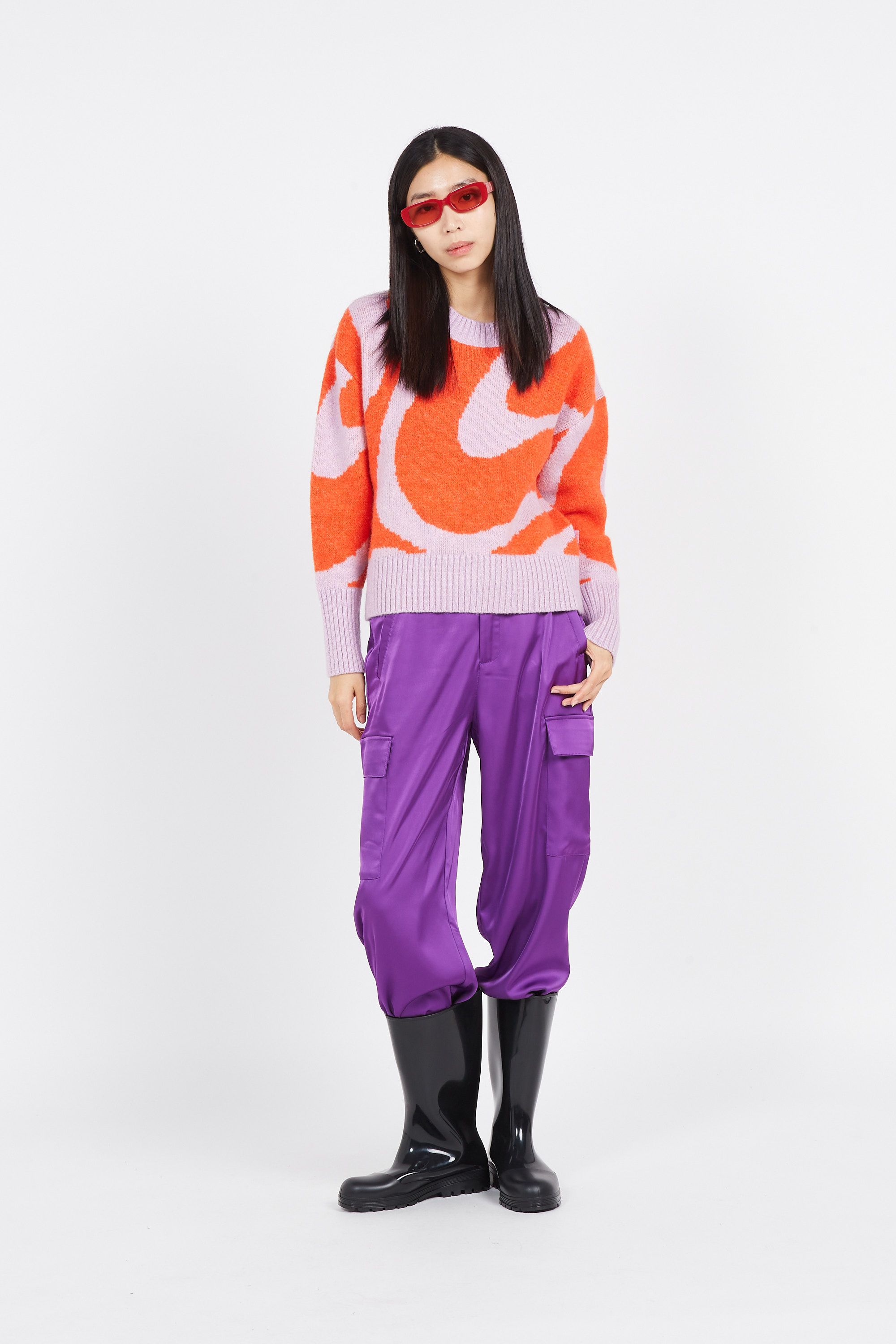 ON VACATION Pull Swirls Knit Sweater - Peach Orange