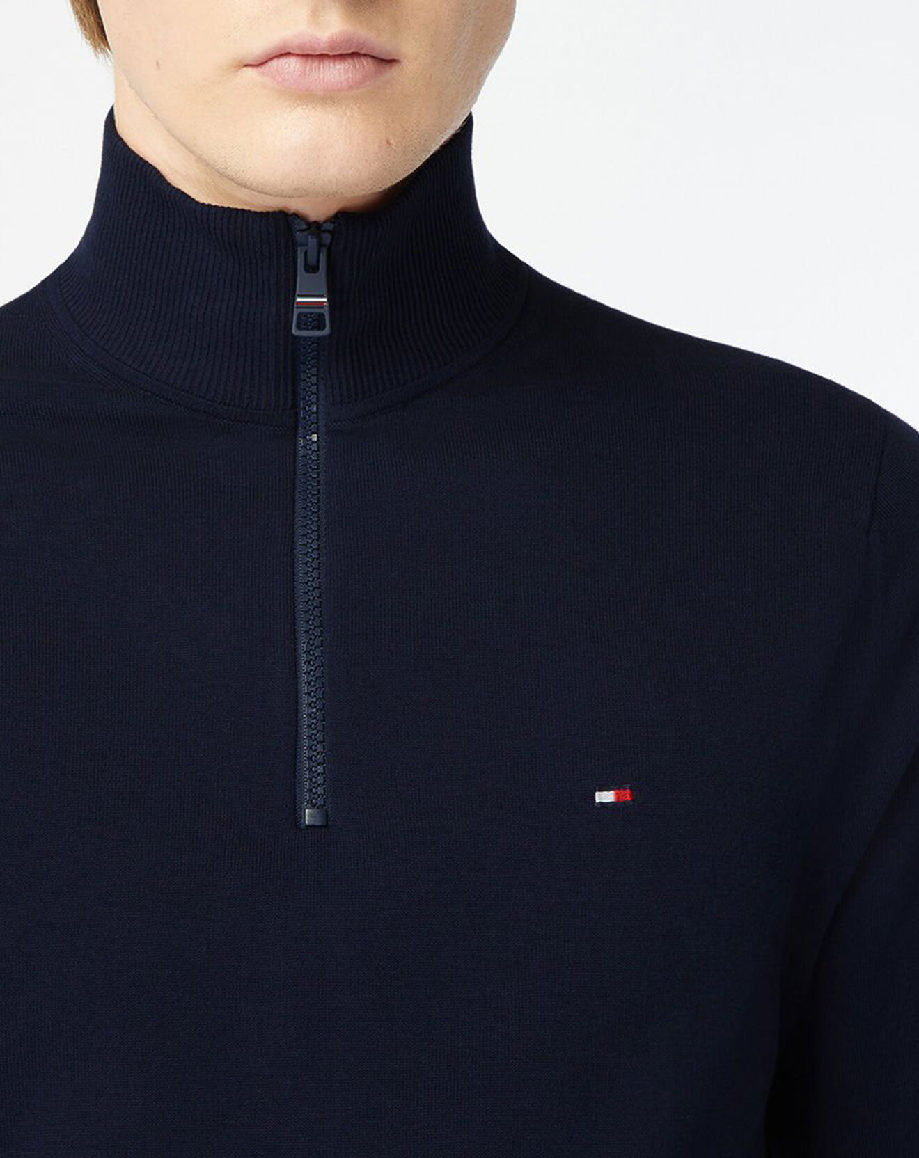 Tommy Hilfiger Pull 1985 col zippé bleu marine