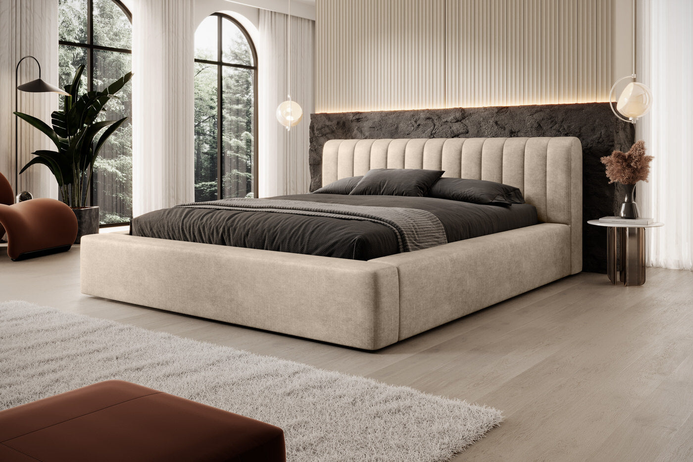 Trae Mobler Amira 180 x 200 cm Gestoffeerd Bed Zand