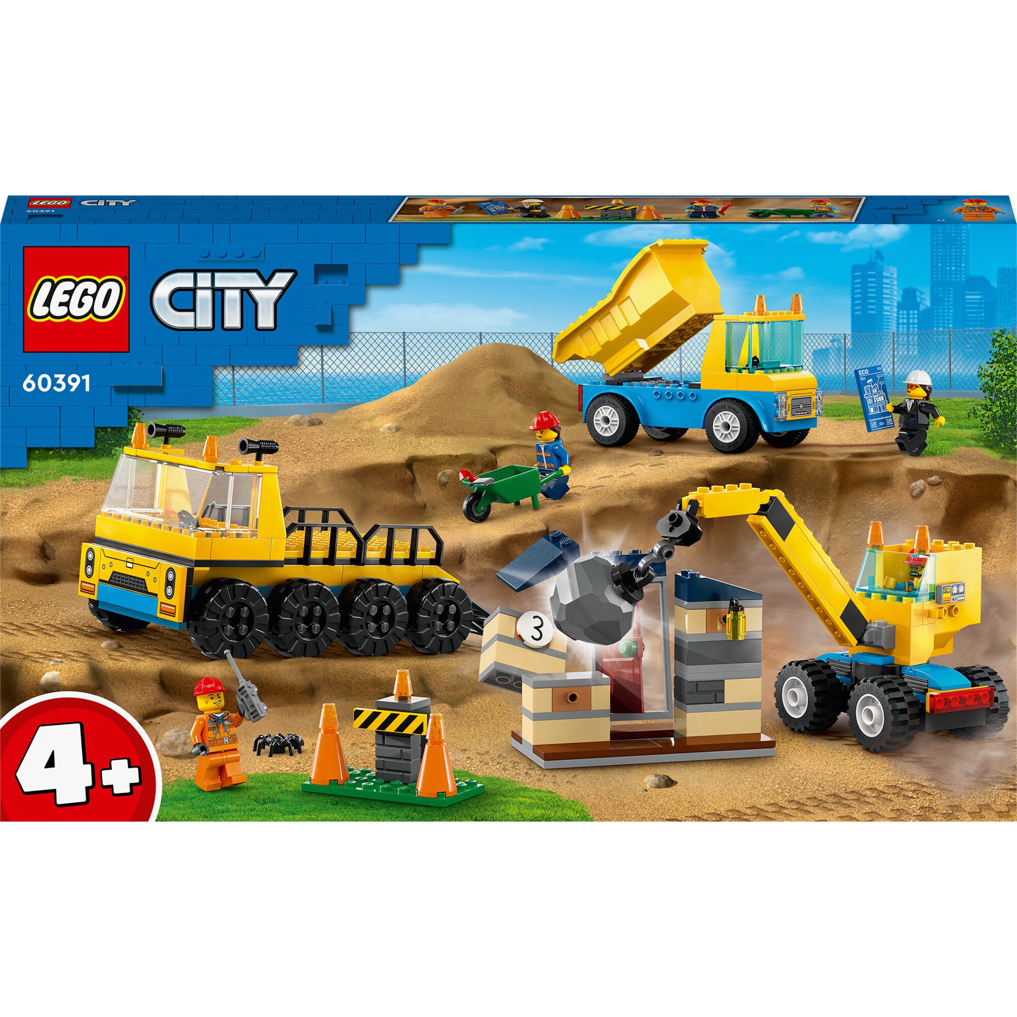 LEGO Konstruktionsspielzeug City Baufahrzeuge und Kran mit Abrissbirne