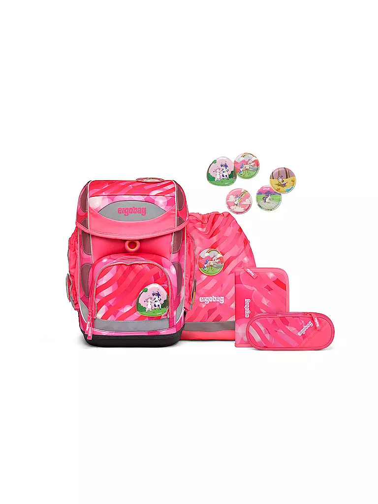 ERGOBAG Schultaschen Set 5tlg Cubo KuntBärbuntes Einhorn rot