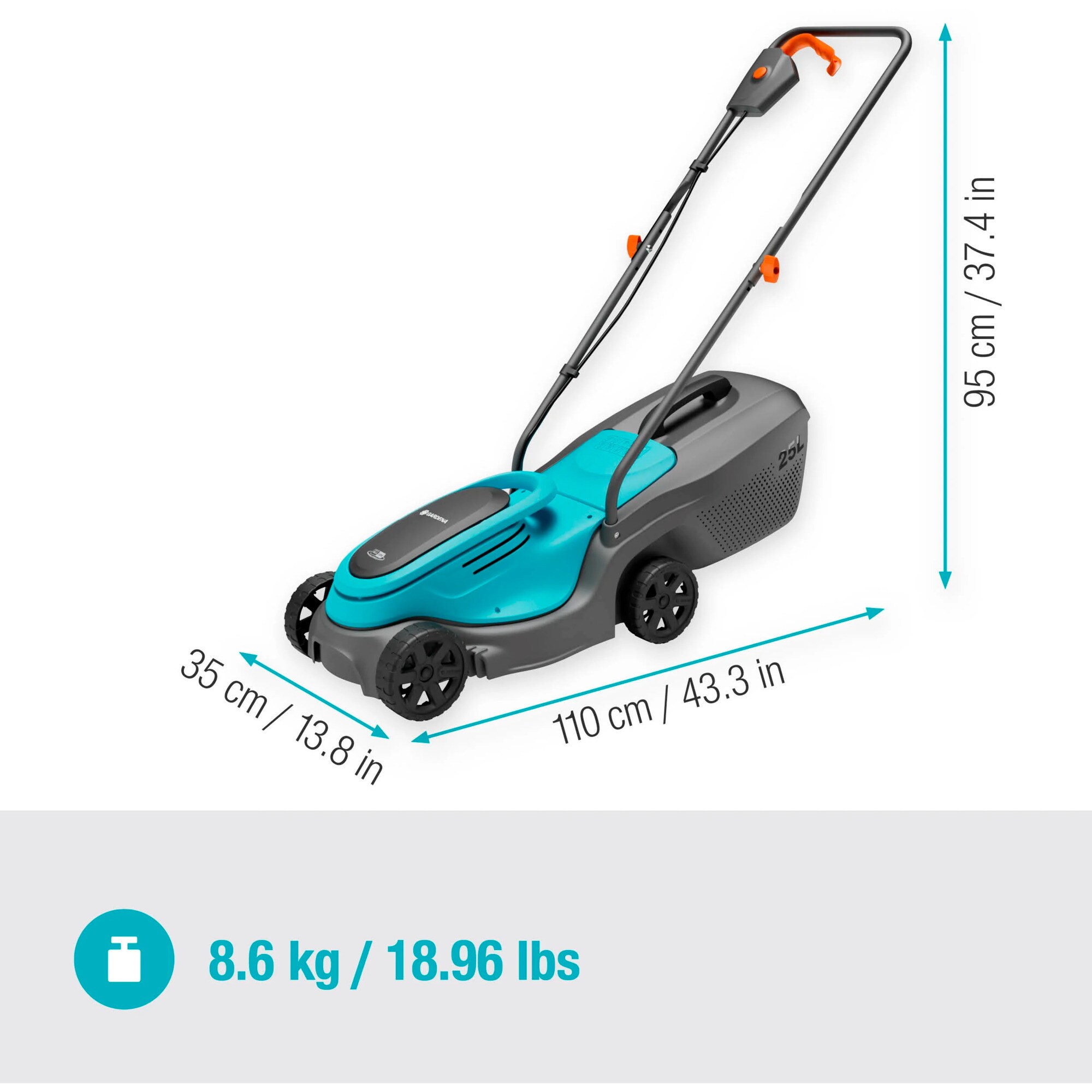 GARDENA Rasenmäher Akku-Rasenmäher PowerMax 30/18V P4A Ready-To-Use Set, 18Volt