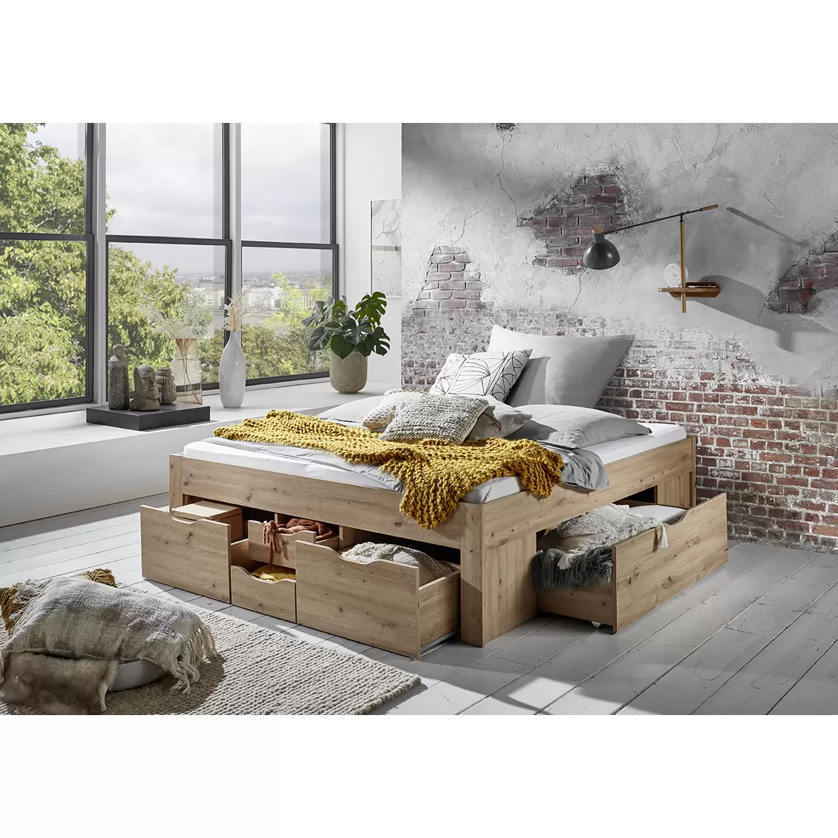Stauraumbett Noah 180x200 Artisan Eiche