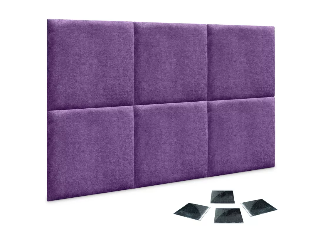 DHOME Lot de 6 Panneaux Rembourrés en Tissu Aqualine Autocollants pour Mur Acoustiques Absorbants Protection contre les Chocs (Lilas, 60x60cm, x6)