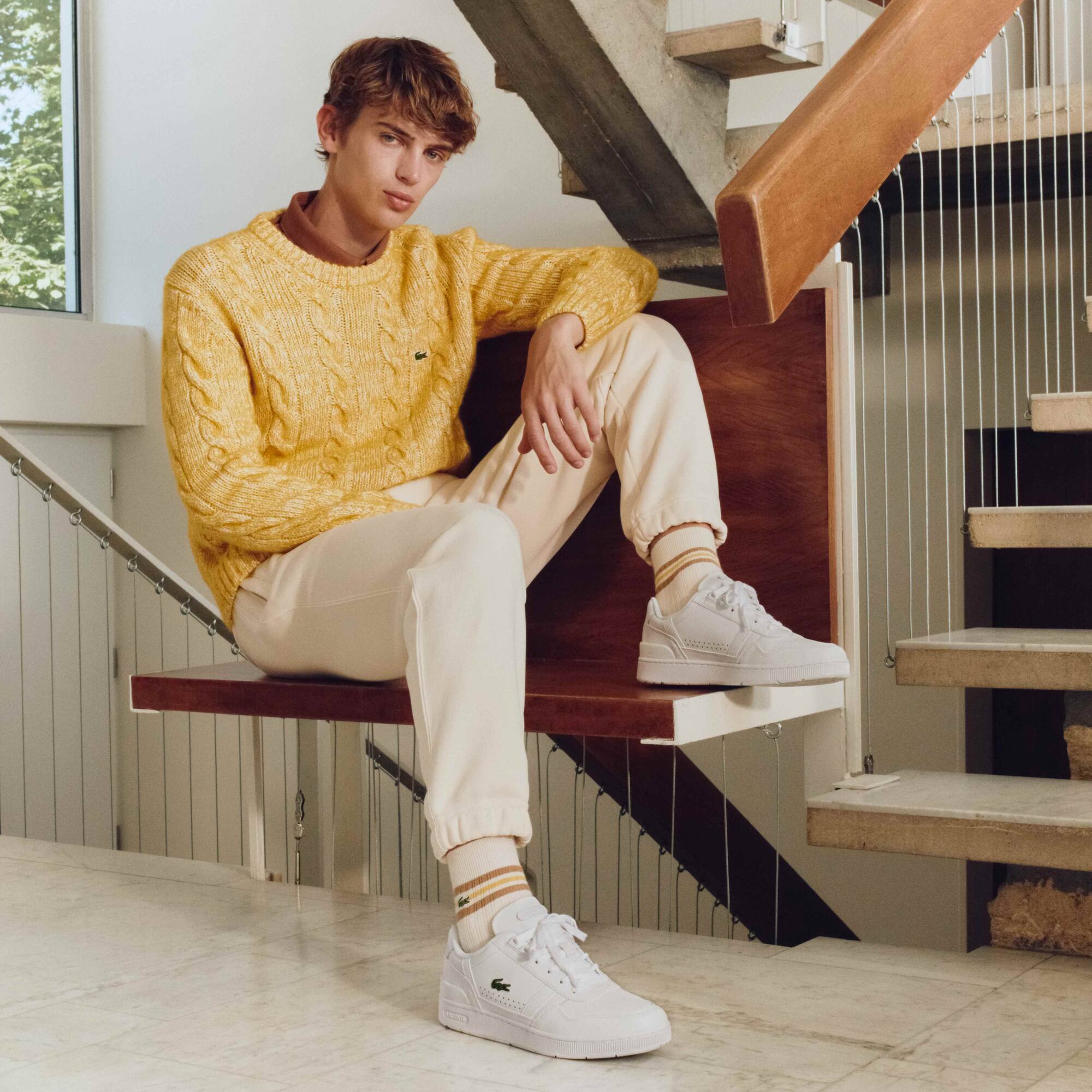 Sneakers T-Clip homme en cuir et matière synthétique Sneakers - Blanc - Lacoste - Homme