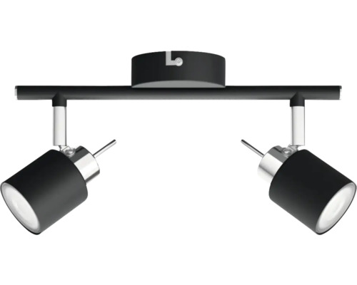Plafondspot, 2-lichts, L 27,4 cm, zwart