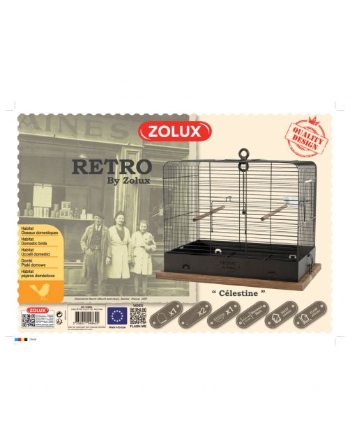 Zolux Retro Vogelkooi Celestine - Vogelverblijven - 48x31x41 cm Bruin