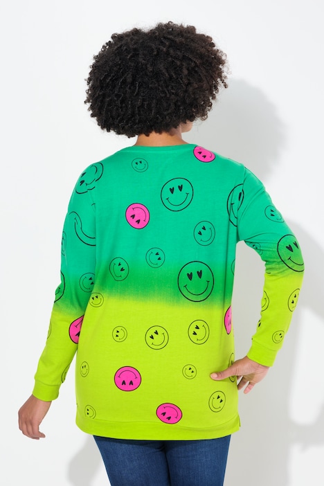 Sweatshirt, oversized, Farbverlauf Smiley, Langarm