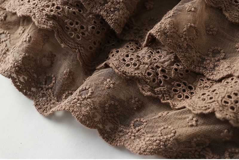 CosmoCorner - Midi-lijn rok met elastische taille en kanten rand