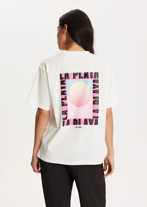 T-shirt met print playa off-white (WIT.O)