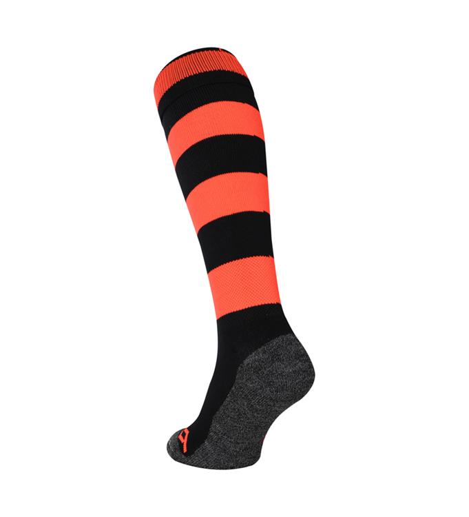 Brabo BC8530D Rugby Black/Neon Orange Hockeysokken