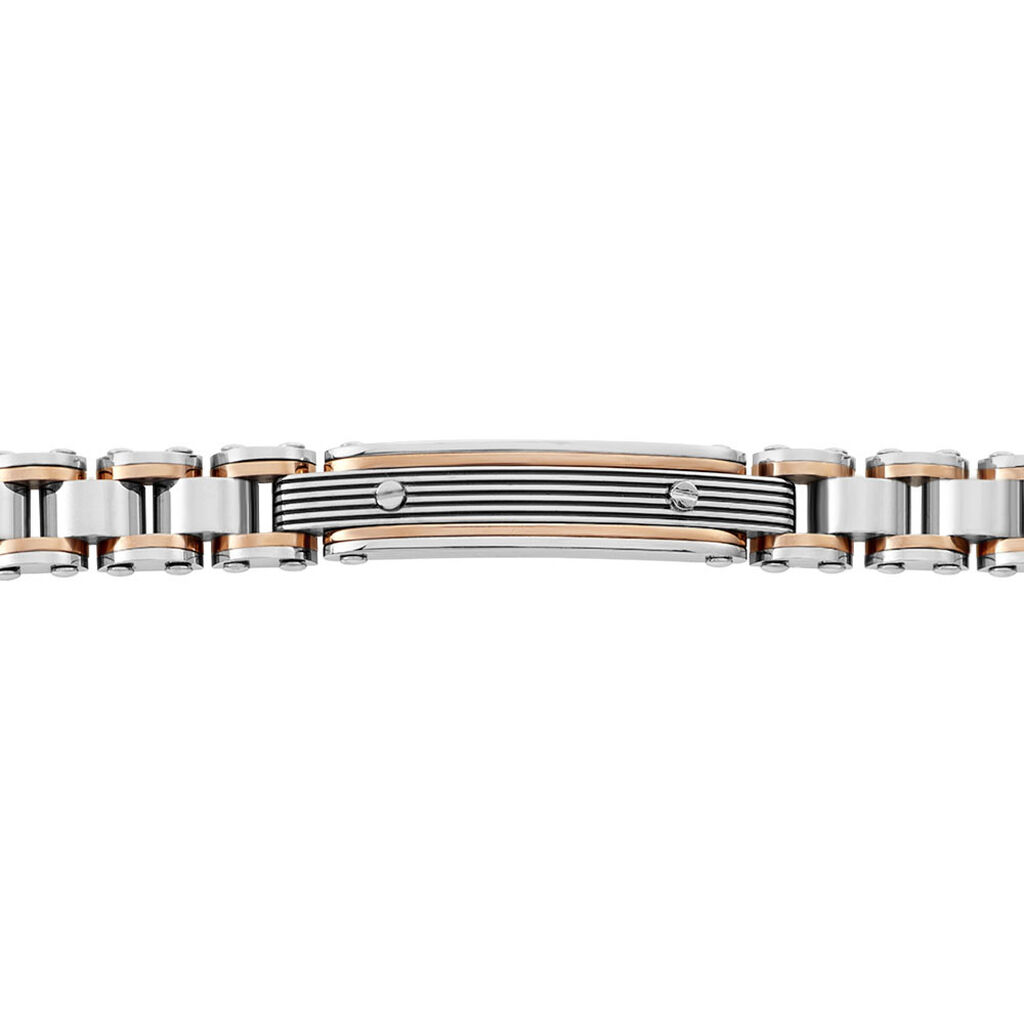 Bracelet Identite Acier Blanc Et Rose Blas