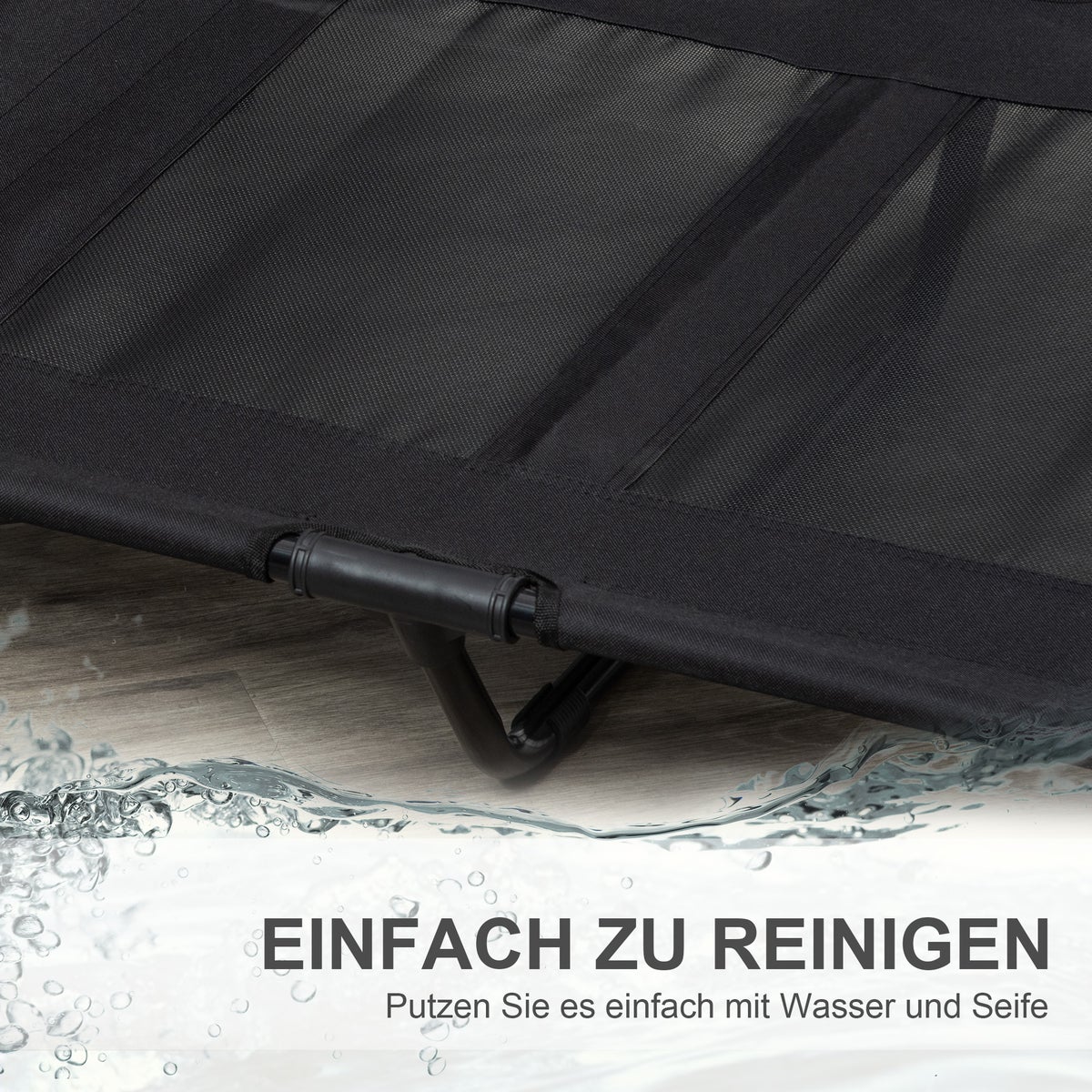 PawHut hondenbed, 92L x 76B x 18H cm, metalen buis, 600D Oxford en Texteline stof, zwart