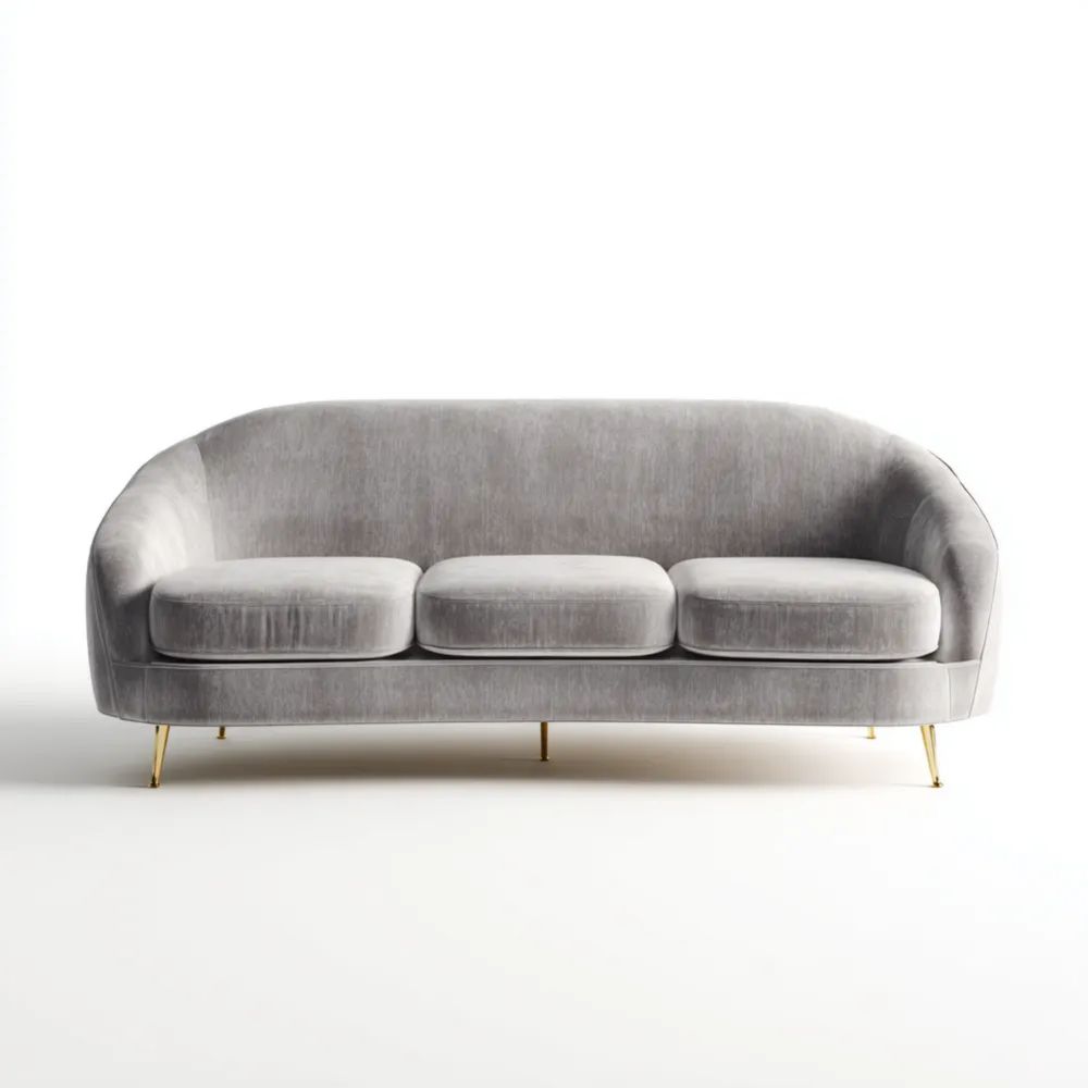 3-Sitzer-Sofa 220x90x80 cm Samtpolsterung – Hellgrau – Modernes Design
