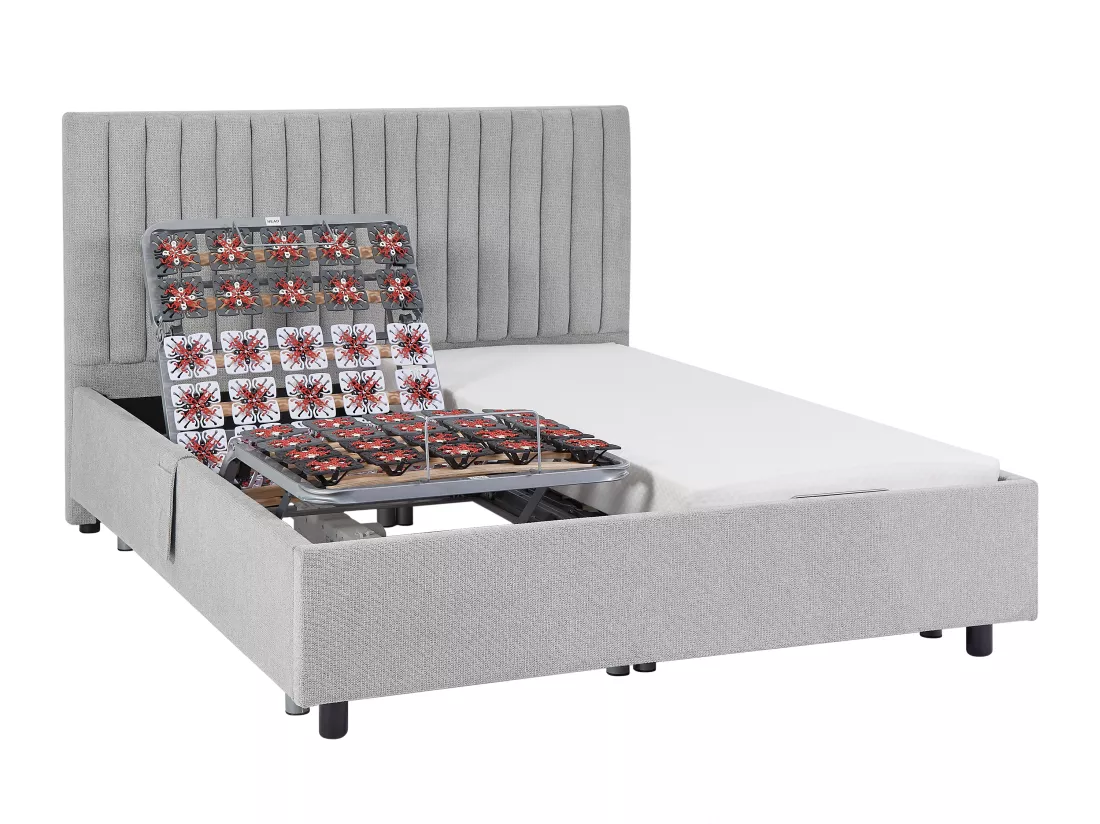 Sommier électrique de relaxation déco 2x78 plots - 2 x 90 x 200 cm - Tissu - Gris - NALU de YSMÉE