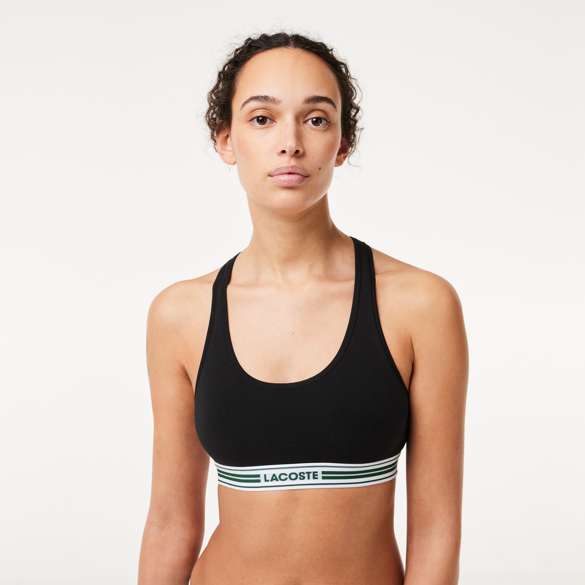 Brassière avec logo Lacoste en coton stretch Brassières - Noir - Lacoste - Femme
