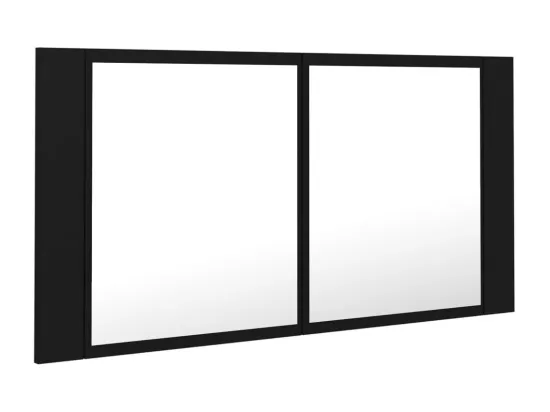 Armoire à miroir de salle de bain LED Noir 90x12x45 Acrylique