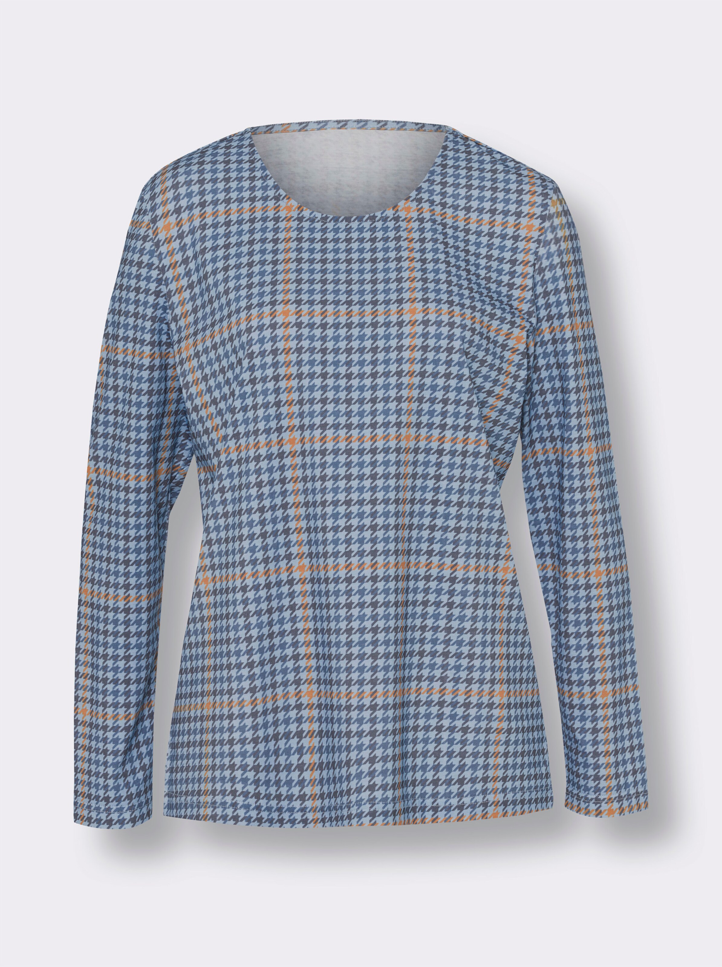 Langarmshirt mit Hahnentritt-Muster