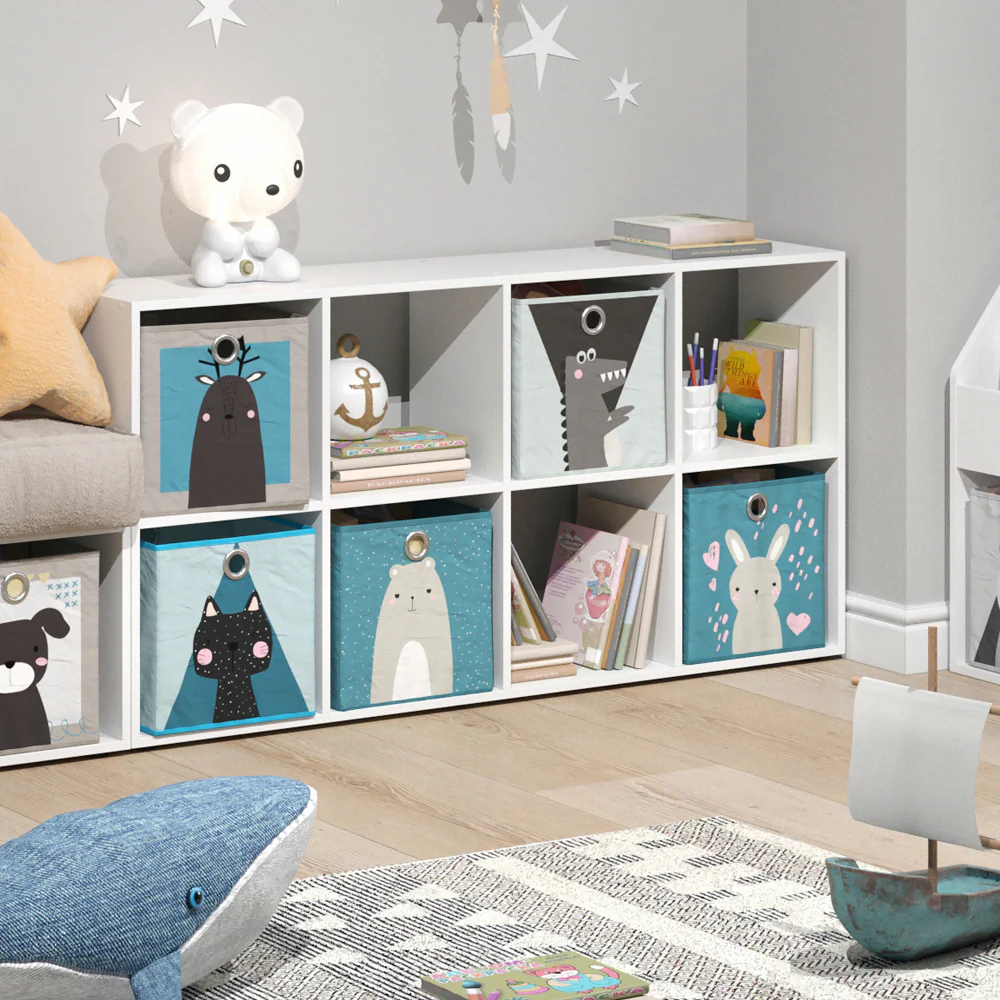Vicco Kinderregal 8 Fächer inklusive Kinder Faltboxen Bücherregal Aufbewahrungsregal Spielzeug