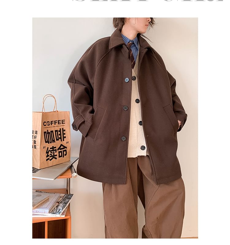 Plummie - Effen oversized enkelrijsjas met reverskraag