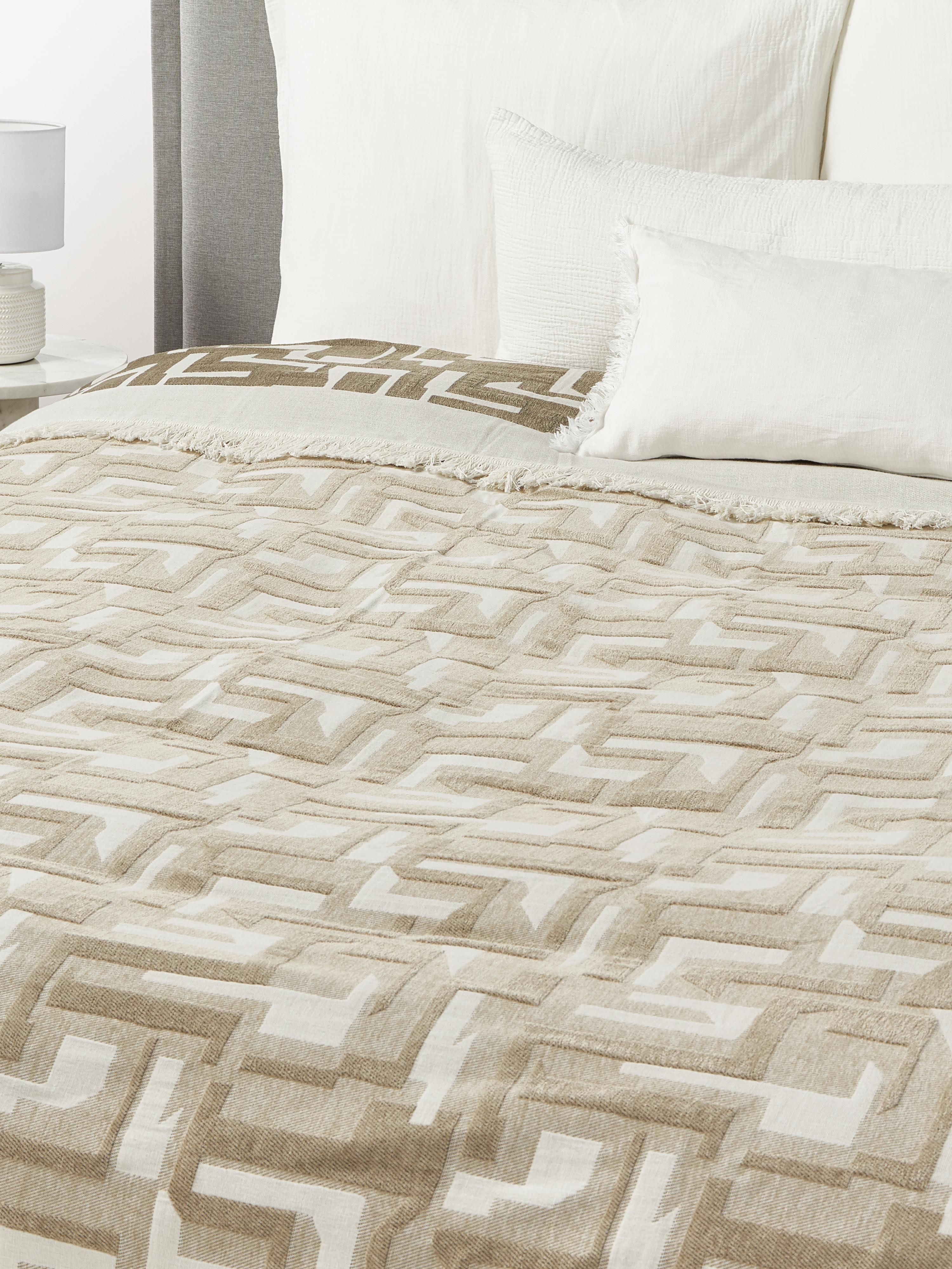 Jacquard bedsprei Fran met franjes