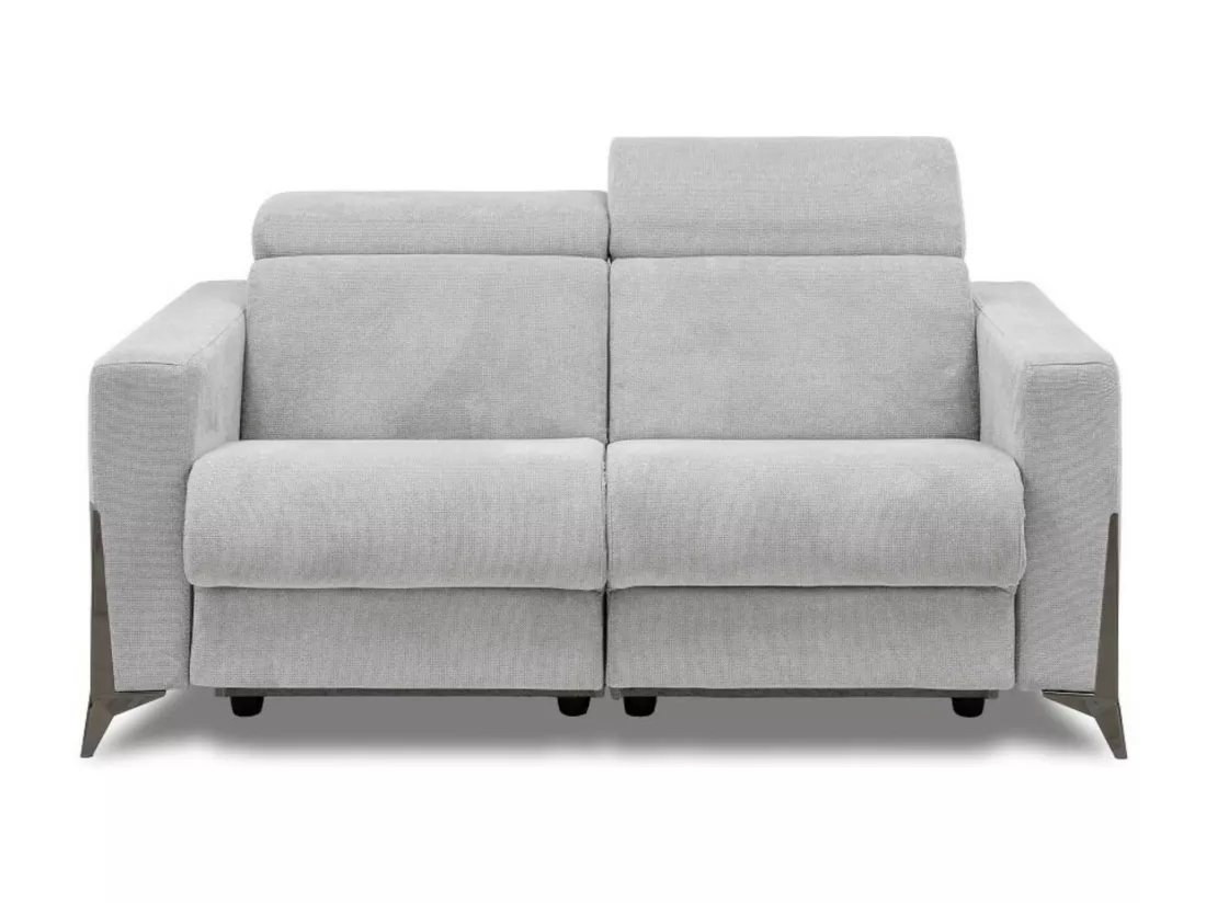 Canapé de relaxation électrique en tissu Bakay-Couleur Gris clair-Système Fixe - sans relax-2 places